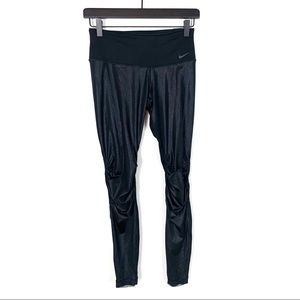 Nike Womens Leggings Black Ruched Full Length XS